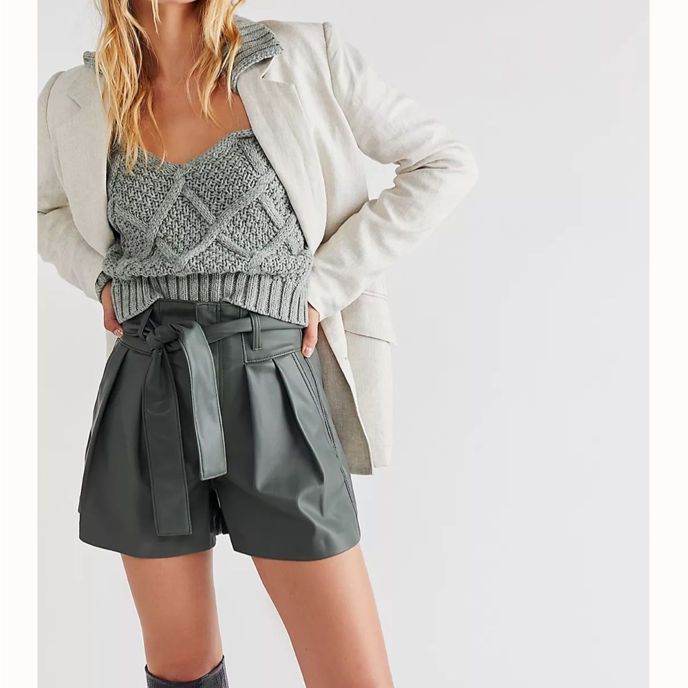 Free People High Rise Leather Shorts